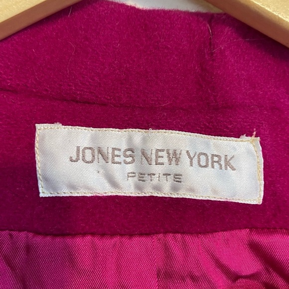 Vintage Jones New York Petite Wool Coat Fuchsia Pink Double Breasted 1980s Style - Picture 5 of 7